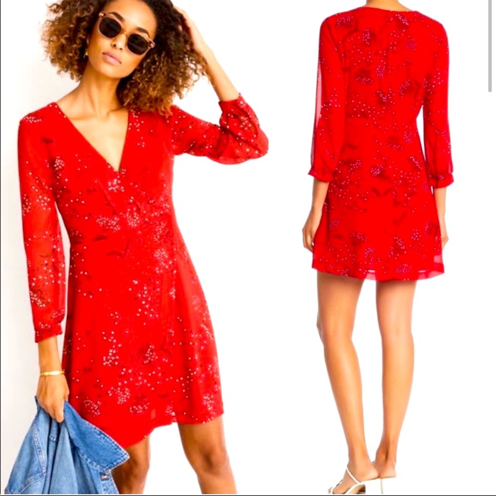 Madewell hazelwood wrap front dress red